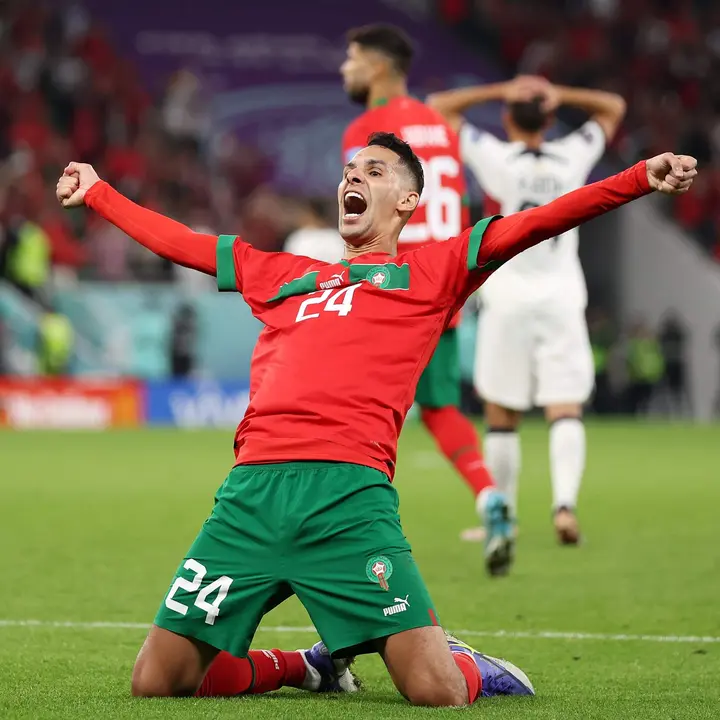 Marruecos celebra la vitoria ante Portugal que le lleva a disputar las semifinales del Mundial. Fotografía: FIFA