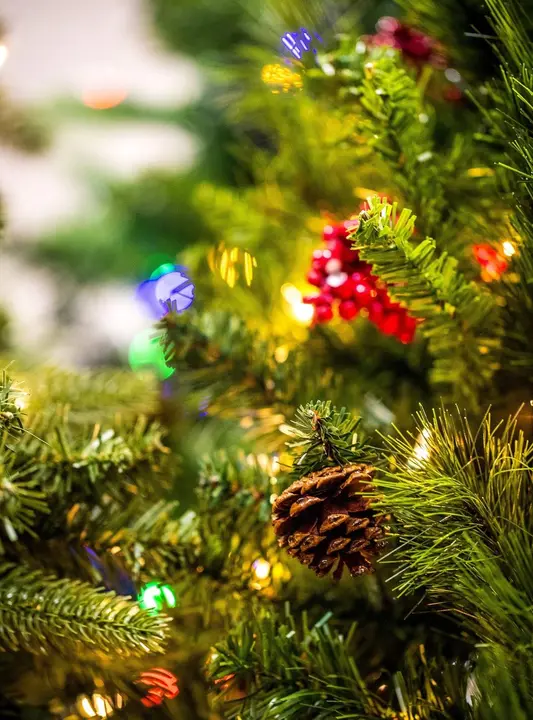 Luces árbol de Navidad. Fotografía de archivo.