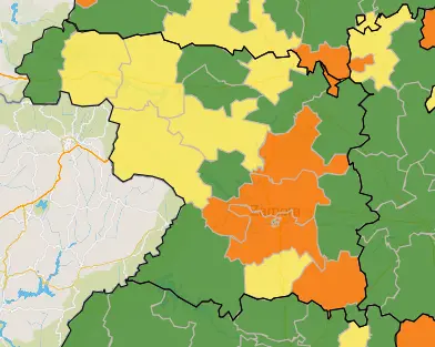 Mapa ZBS casos activos a 7 días (10 de febrero)