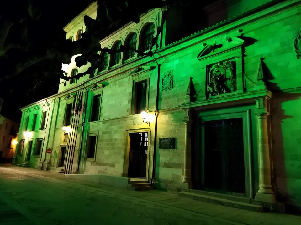El Palacio de la Encarnación iluminado de verde en apoyo a las enfermedades raras