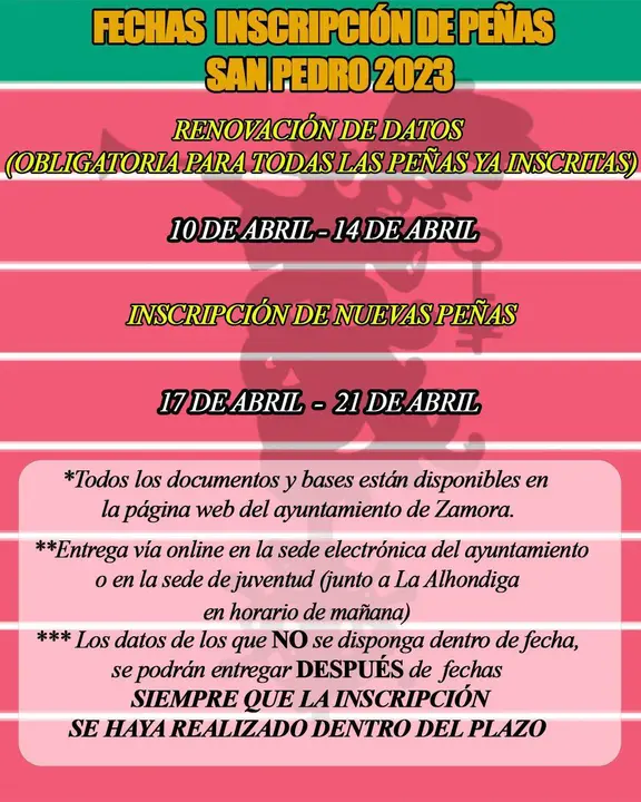 Fechas inscripción san pedro