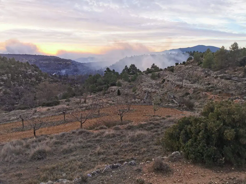 incendio entre las provincias de Castellón y Teruel. Fotografía: Gobierno de Aragón