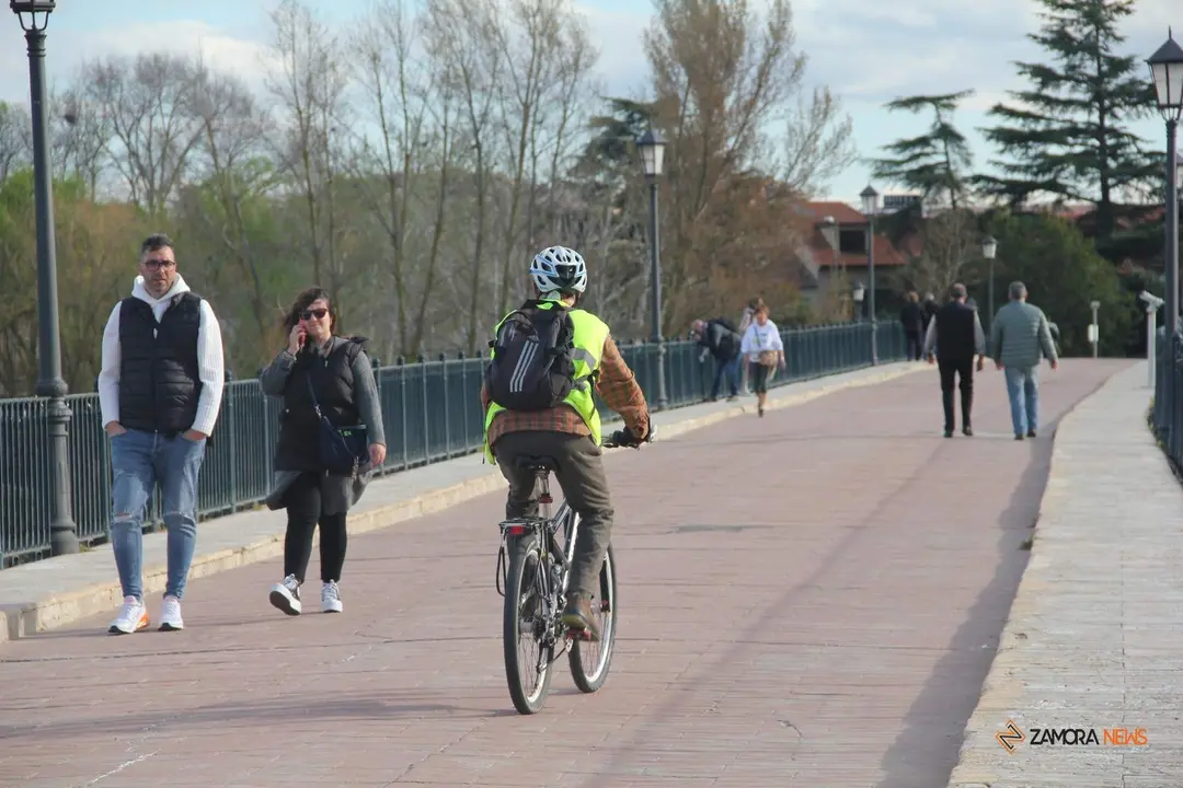 Paseantes por el Puente de Piedra