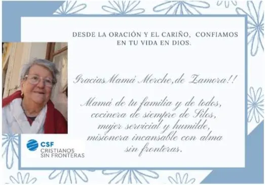 Mercedes Cuadrado, alma mater de Cristianos sin fronteras
