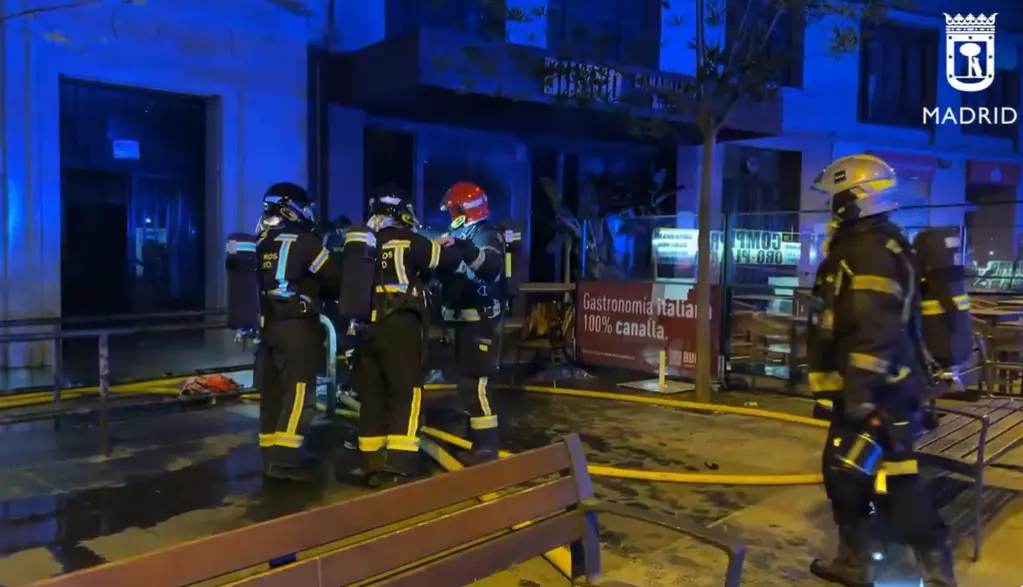 Fuego en un restaurante italiano. Fotografía: Bomberos Ayuntamiento de Madrid