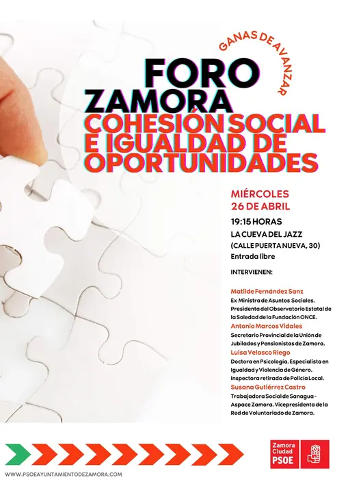 Cartel Foro Social PSOE Zamora Ciudad