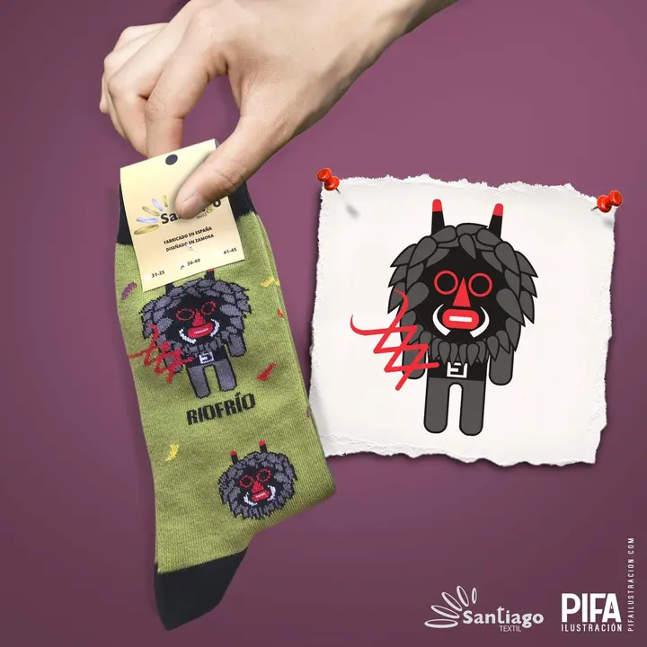 El Carocho de Riofrío de Aliste a través de los calcetines realizados por Santiago Textil y Pifa Montgomery. Fotografía: Santiago Textil
