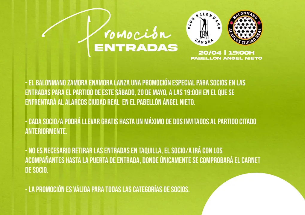 promoción de entradas del Balonmano Zamora