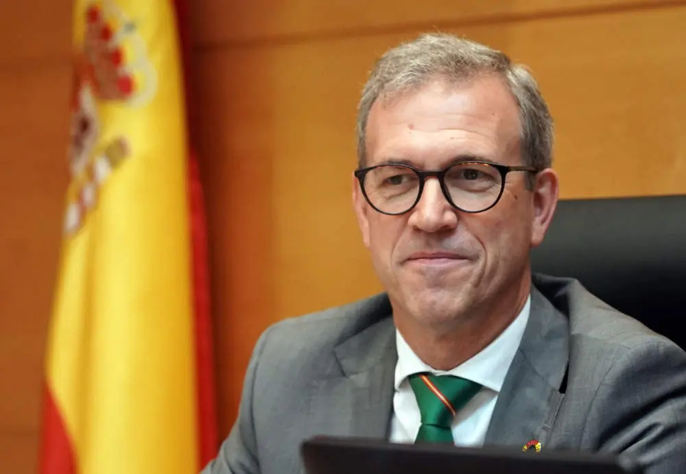 El consejero de Industria, Comercio y Empleo, Mariano Veganzones, comparece ante la Comisi?n de Econom?a y Hacienda de las Cortes de Castilla y Le?n para explicar el Proyecto de Ley de Presupuestos de la Comunidad para 2023 en lo referente a su departamento. Imagen de archivo