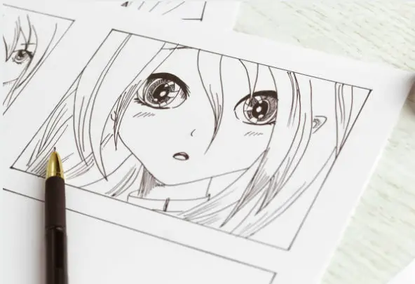 Dibujo manga. Fotografía de archivo