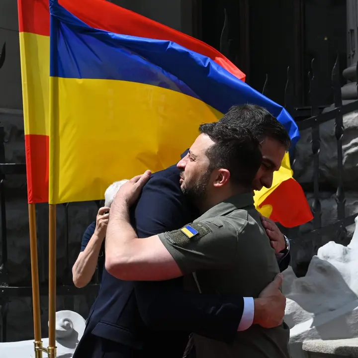 Pedro Sánchez y Volodímir Zelensky. Fotografía: @sanchezcastejon