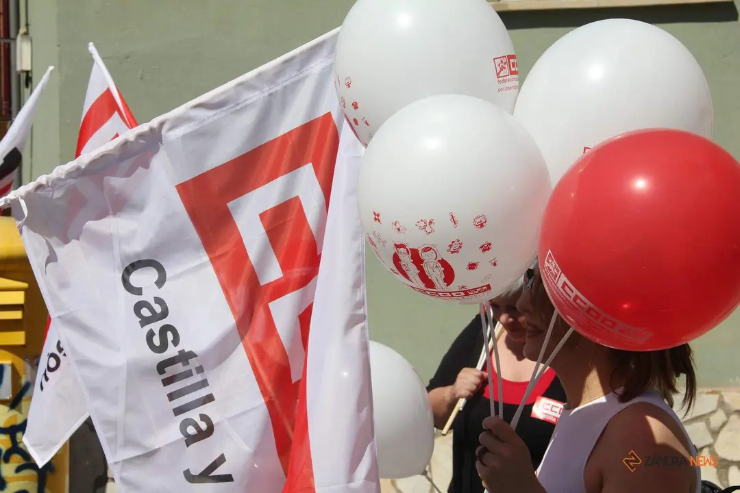 Bandera CCOO durante el pasado 1 de Mayo
