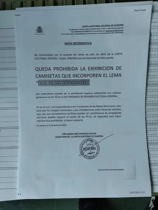 La Junta Electoral de Zamora