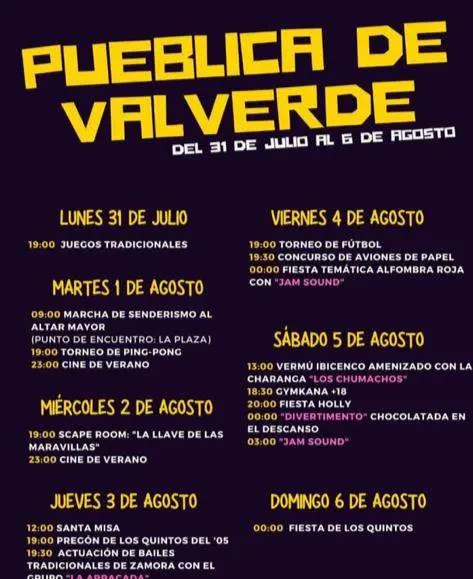 Cartel de fiestas Pueblica de Valverde