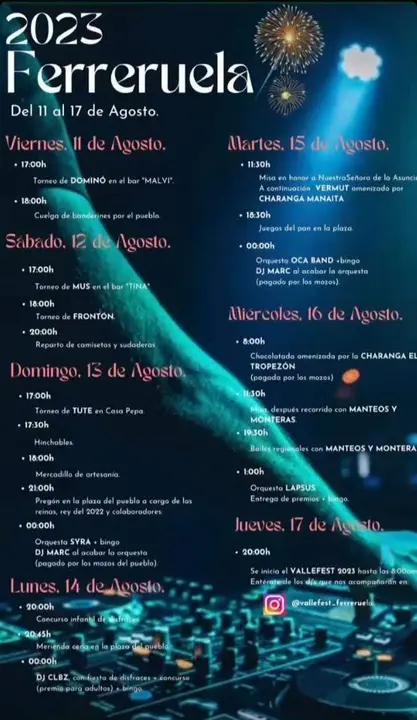 Ferreruela de Tábara, cartel de fiestas