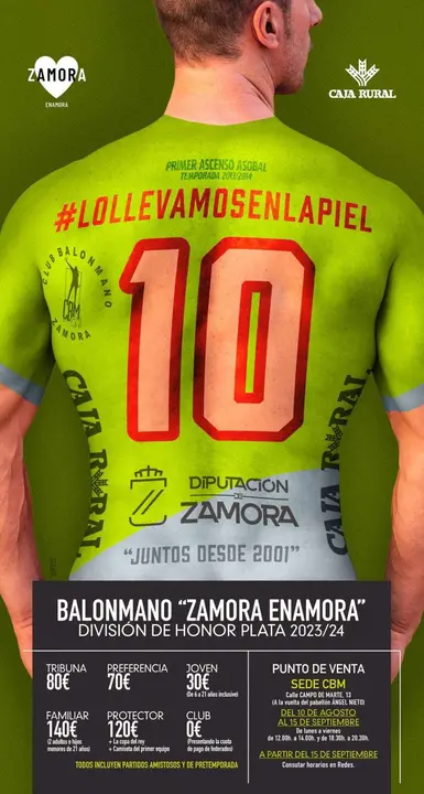 El Club Balonmano Zamora lanza su campaña de socios bajo el lema ‘Lo llevamos en la piel’