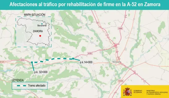 situación del corte de la A-52
