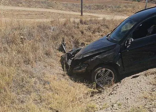 estado del frontal del vehículo tras la salida de vía