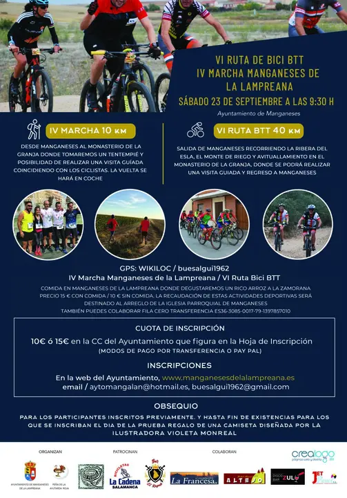 Cartel ruta en bici BTT y andando Manganeses de la Lampreana