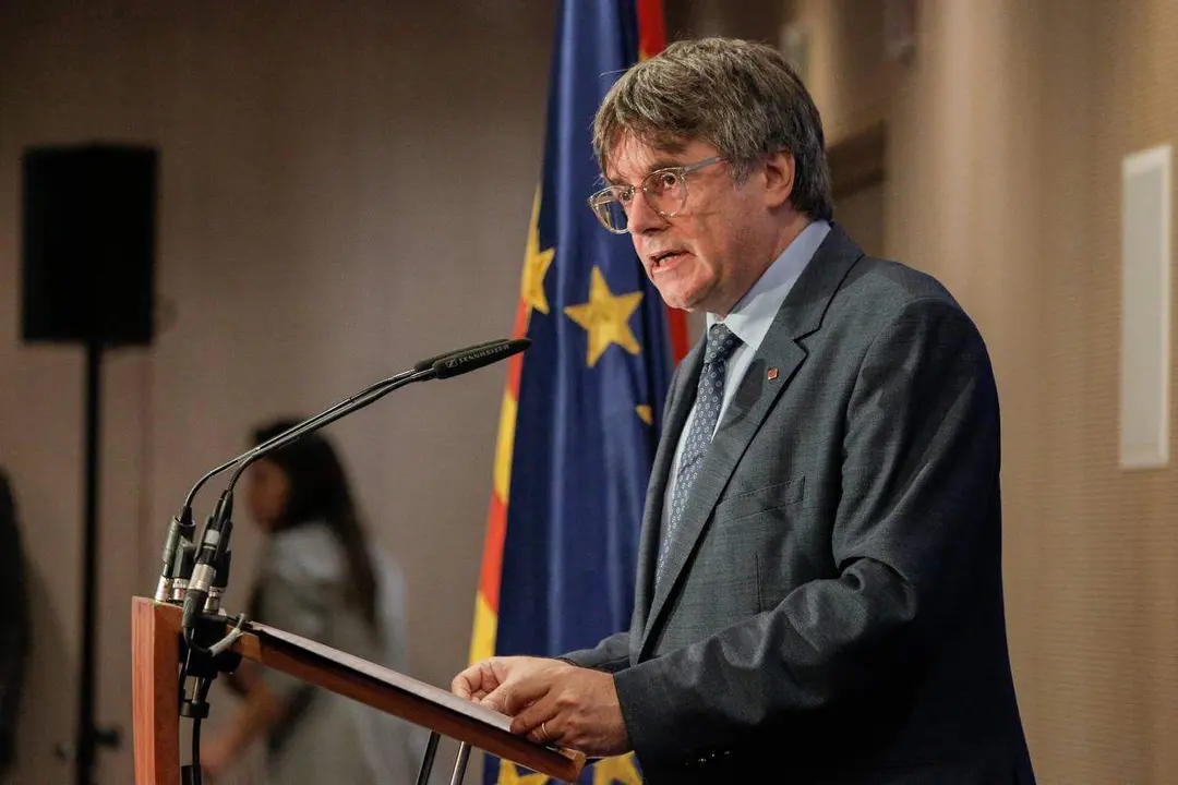 Carles Puigdemont en Bruselas. Fotografía: @JuntsXCat