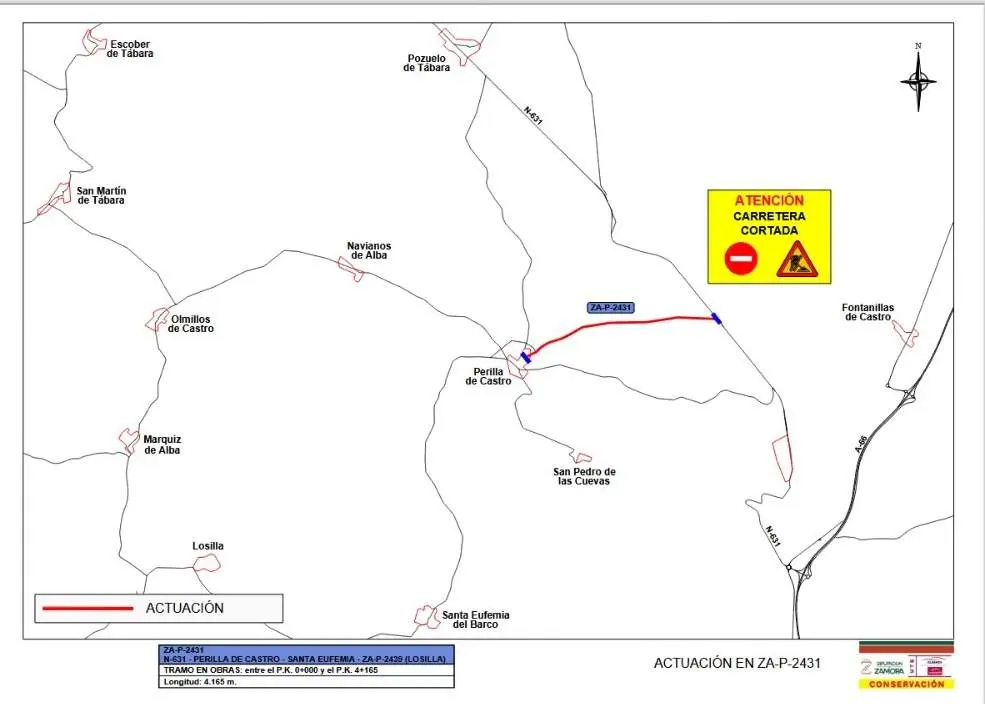 Mapa carretera cortada perilla de castro
