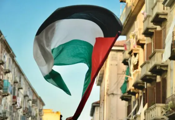 Bandera de Palestina durante una manifestación