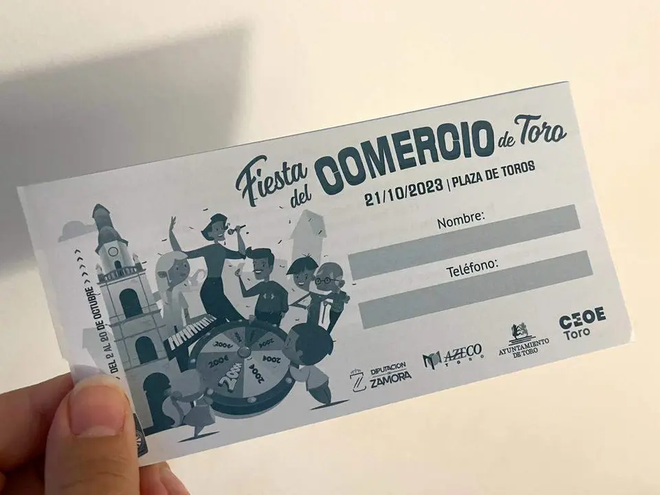 Boleto de la “Toroleta” dentro de la Fiesta del Comercio de Toro