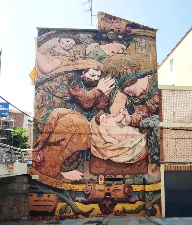 Mural "La Natividad" de Carlos Adeva en la sede de la Agrupación Belenista La Morana