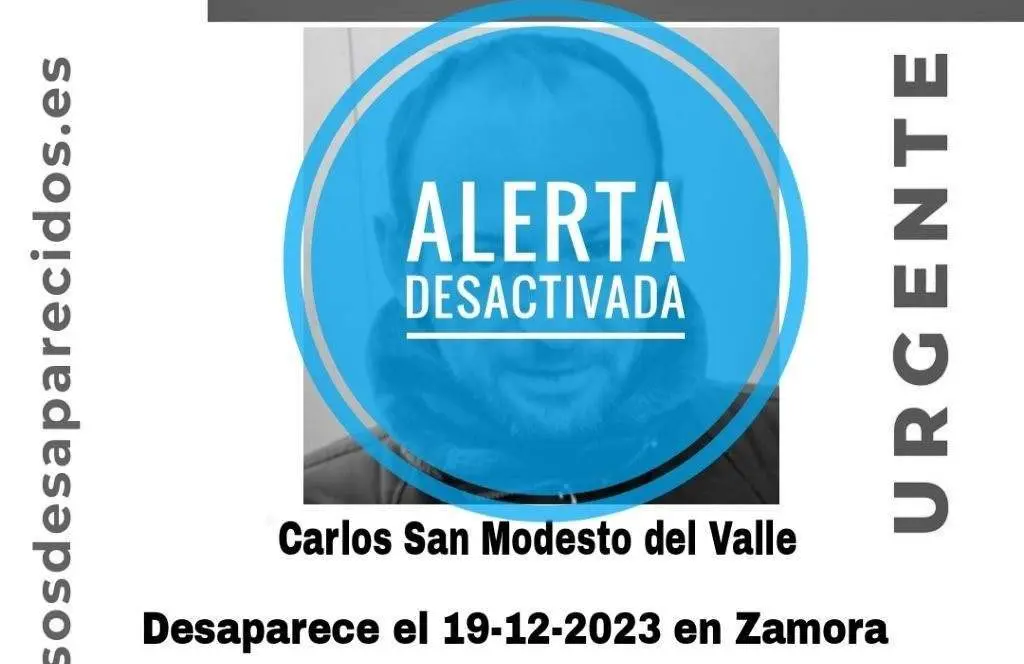 Alerta desactivada por la desaparición de Carlos San Modesto