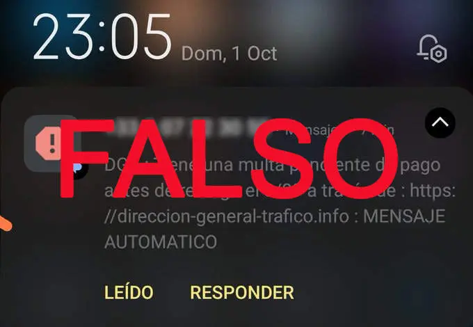 SMS fraudulento vía WhatsApp