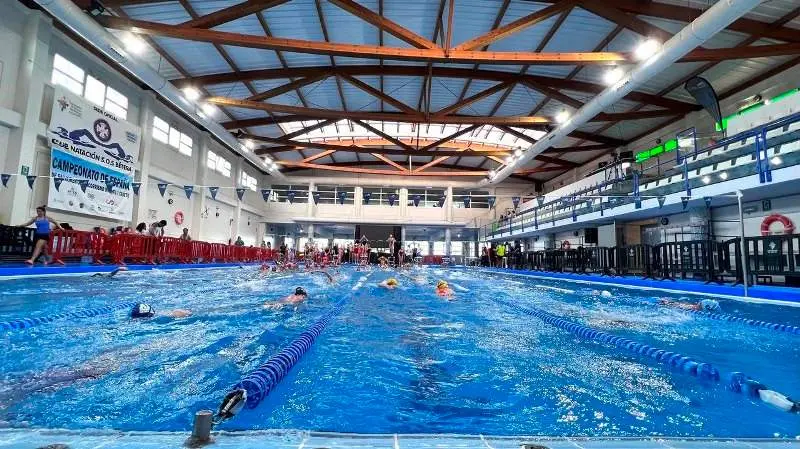 Imagen de la Piscina Cubierta de Bétera durante los calentamientos una de las jornadas de la pasada edición del Campeonato de España Infantil y Cadete de Primavera. Javier Sánchez-RFESS