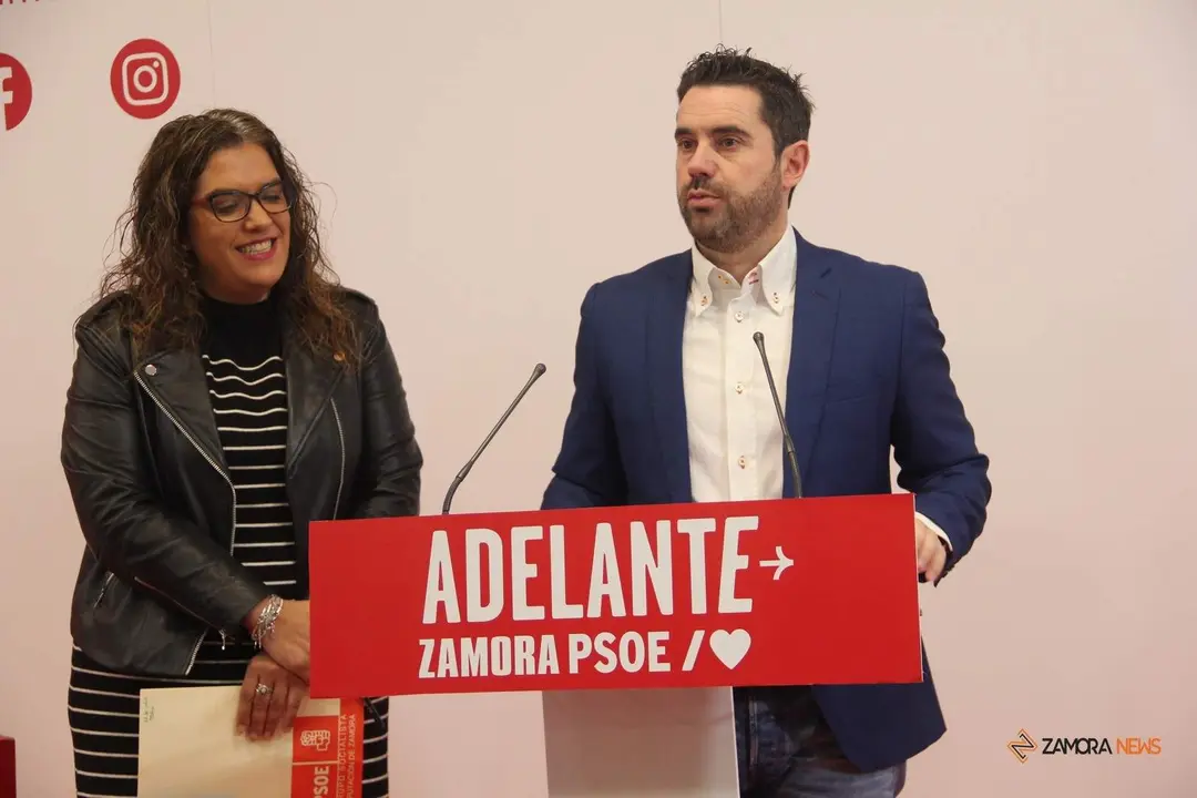 Antidio Fagúndez, Secretario General del PSO de Zamora y Diputado Nacional, y Sandra Veleda, Portavoz Grupo Socialista en la Diputación