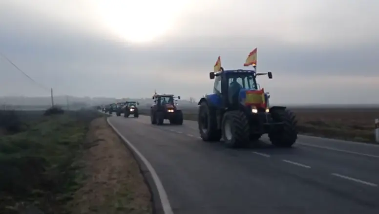 Tractores saliendo de Moraleja del Vino