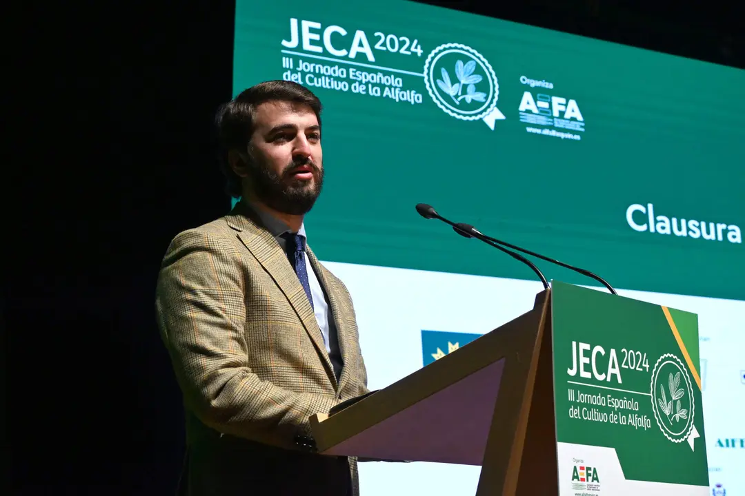 El vicepresidente de la Junta, Juan García Gallardo, durante una presentación a profesionales del sector primario