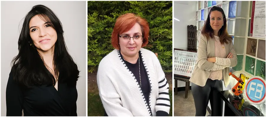 Las tres mujeres ingenieras que han participado en el encuentro propiciado por los colegios de ingenieros industriales de Castilla y León. De izquierda a derecha: Almudena Ortiz (León), Rosa Hidalgo (Valladolid) y Ana Bocanegra (Burgos)