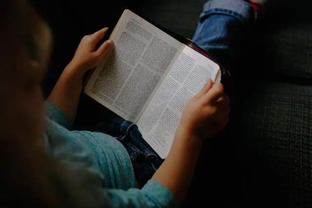 Niño leyendo un libro. Imagen de archivo