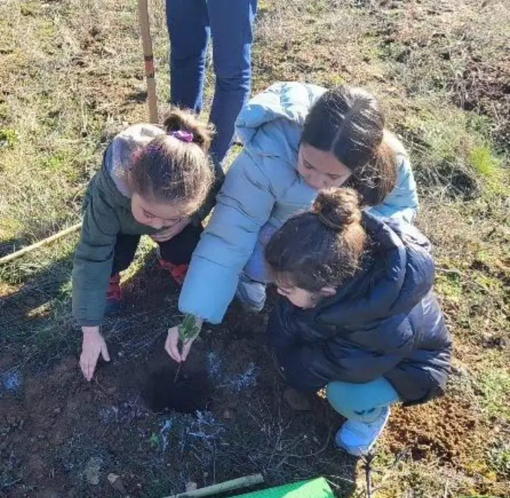 Alumnos del CEIP El Tera de Camarzana de Tera contribuyen a la reforestación en la Sierra de la Culebra