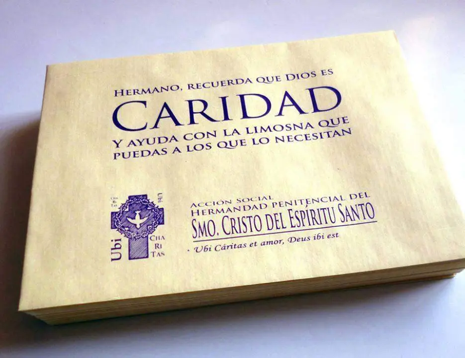 Sobre de Caridad de la Hermandad Penitencial del Santísimo Cristo del Espíritu Santo