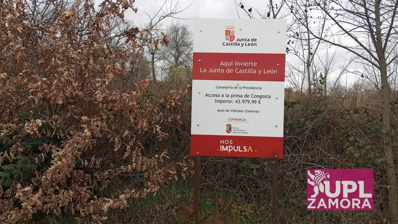 carretera acceso a la presa de Congosta de Vidriales UPL