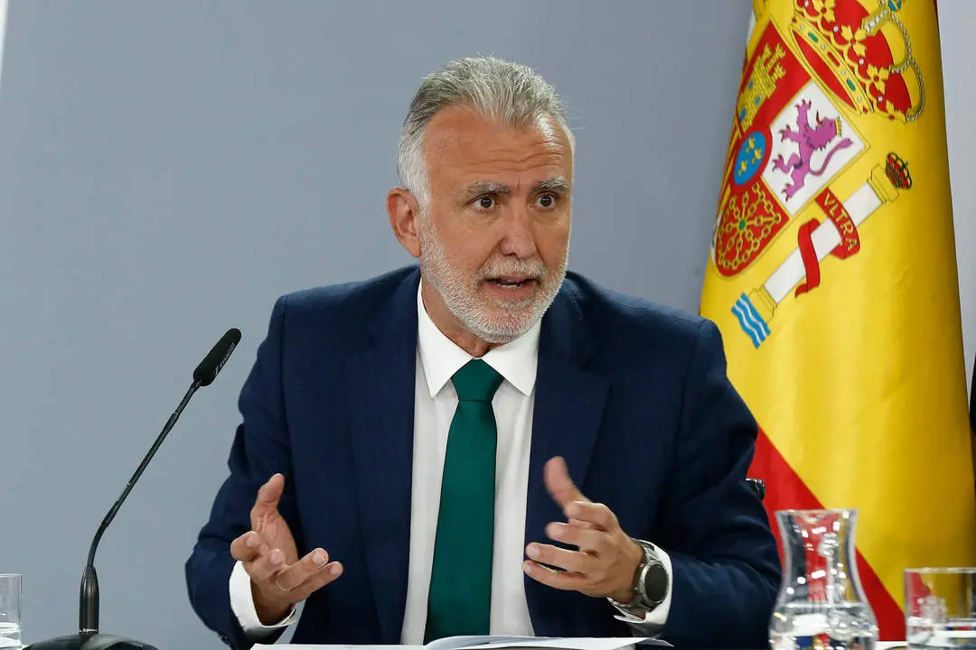 El ministro de Política Territorial y Memoria Democrática, Ángel Víctor Torres, durante la rueda de prensa posterior al Consejo de Ministros. Pool Moncloa/José Manuel Álvarez. La Moncloa, Madrid