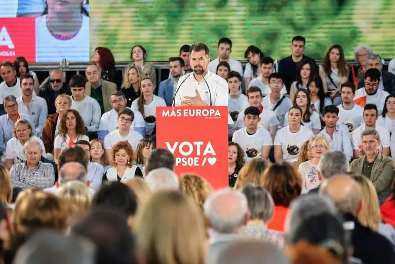 Luis Tudanca durante el acto de campaña del PSOE de Castilla y León celebrado en Valladolid. Fotografía: PSOECYL