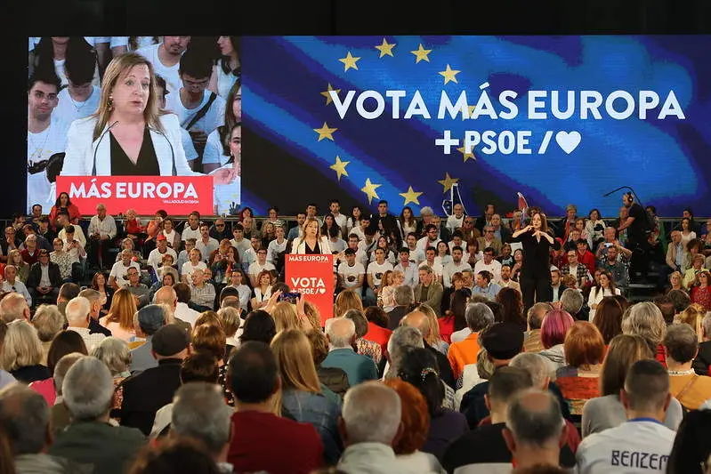 Iratxe García durante el acto de campaña del PSOE de Castilla y León celebrado en Valladolid. Fotografía: PSOECYL