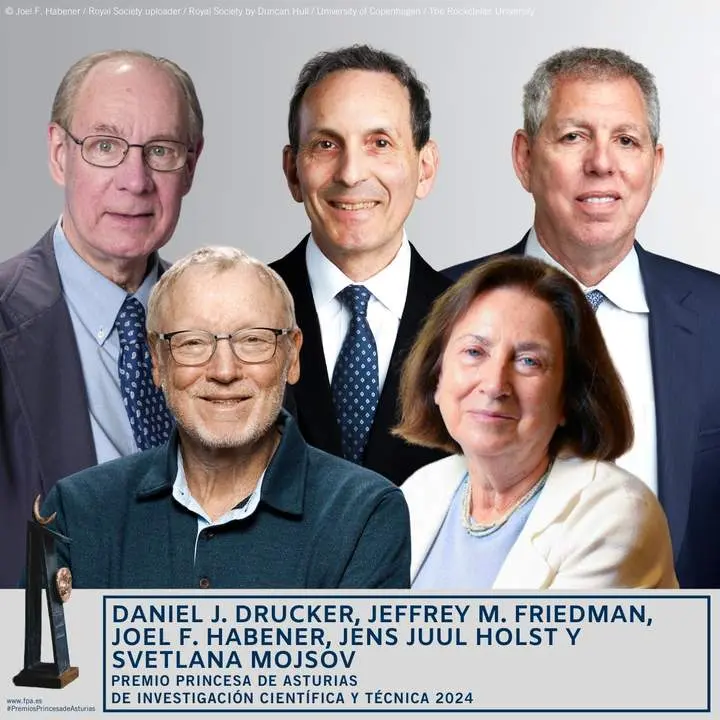 Daniel J. Drucker, Jeffrey M. Friedman, Joel F. Habener, Jens Juul Holst y Svetlana Mojsov, princesa de Asturias  de Investigación Científica y Técnica 2024