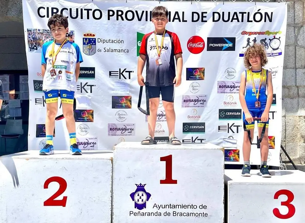 Vicente González y Martín García de la Escuela del Construcciones Martín Peña-Triatlón Duero en el VII Duatlón Ciudad de Peñaranda