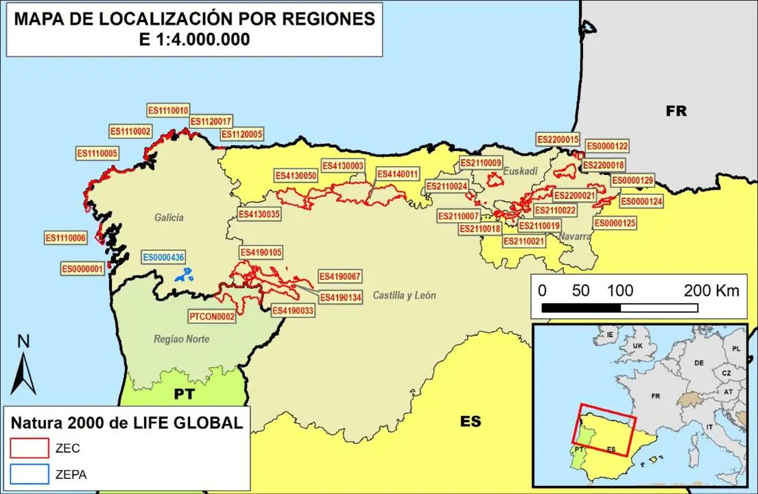 Mapa de localización por regiones Life Global