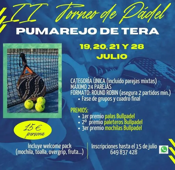 cartel torneo de padel Pumarejo de Tera