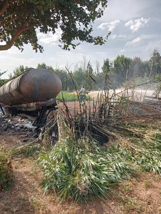 cuba de purín incendio
