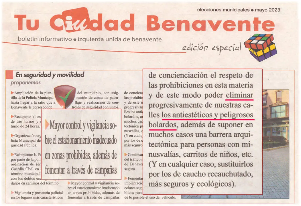 Recorte periódico Bolardos Benavente