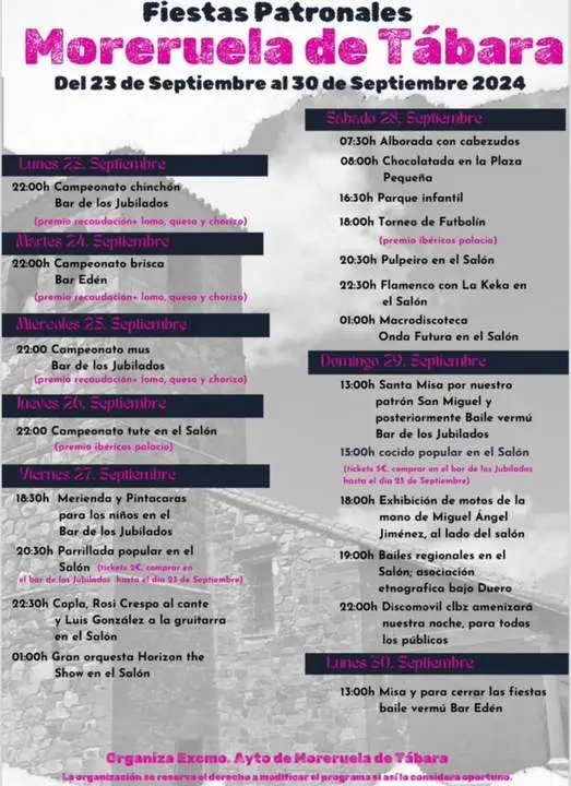 cartel de fiestas de Moreruela de Tábara
