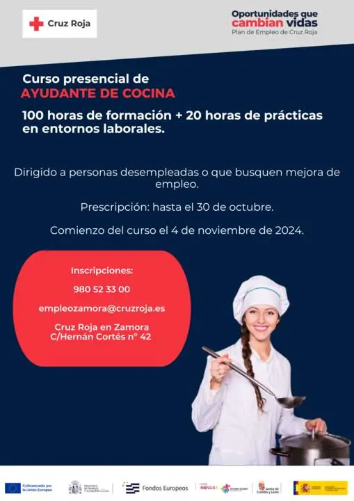 Cartel ayudante de cocina 2024